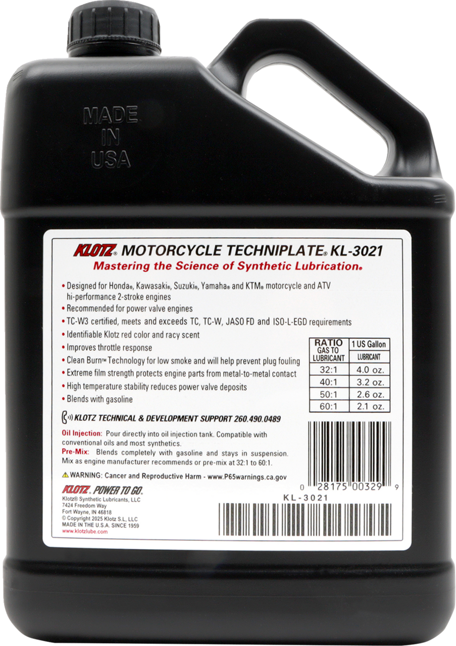 KLOTZ OIL TC-W 3® 2-Stroke Engine Oil - 1 US gallon KL-3021