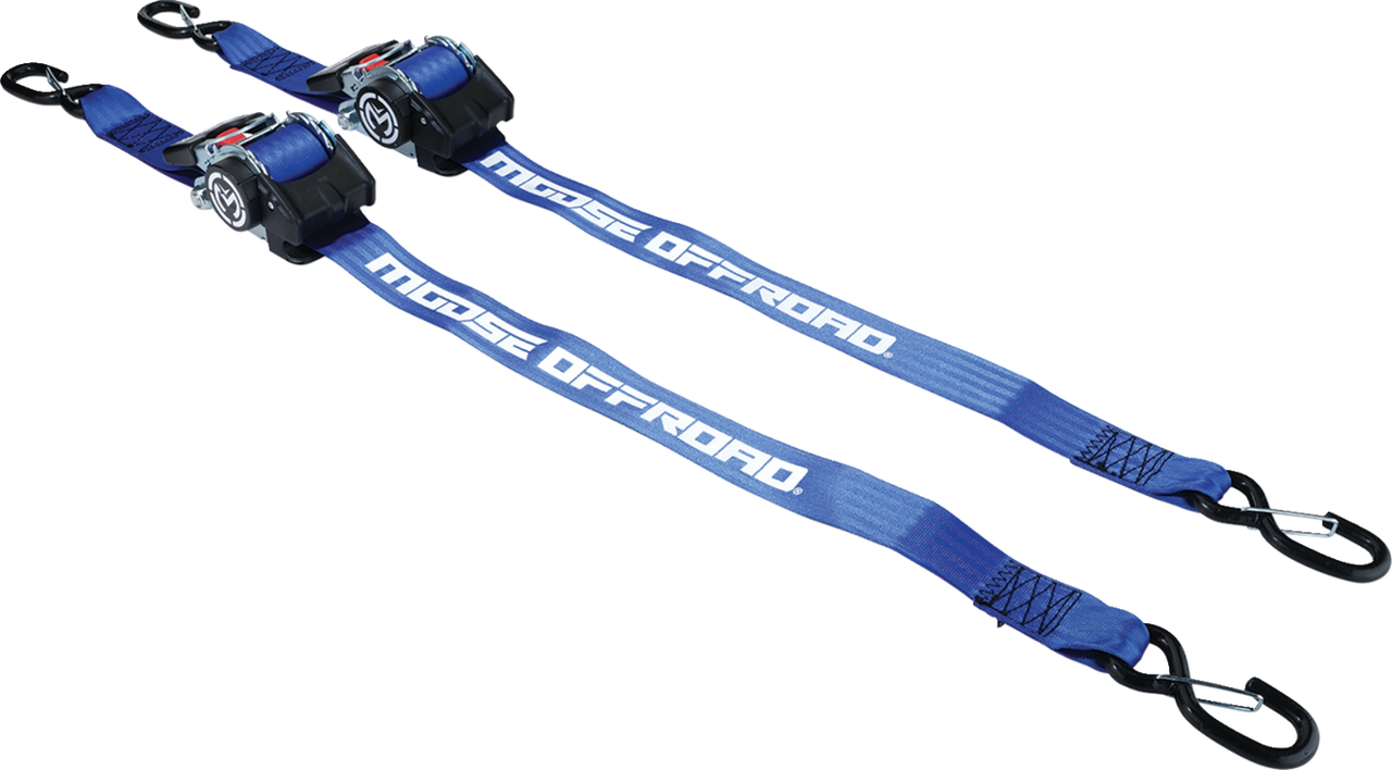 MOOSE OFFROAD Retractable Ratcheting Straps - 2" x 10' - Blue 3920-0539