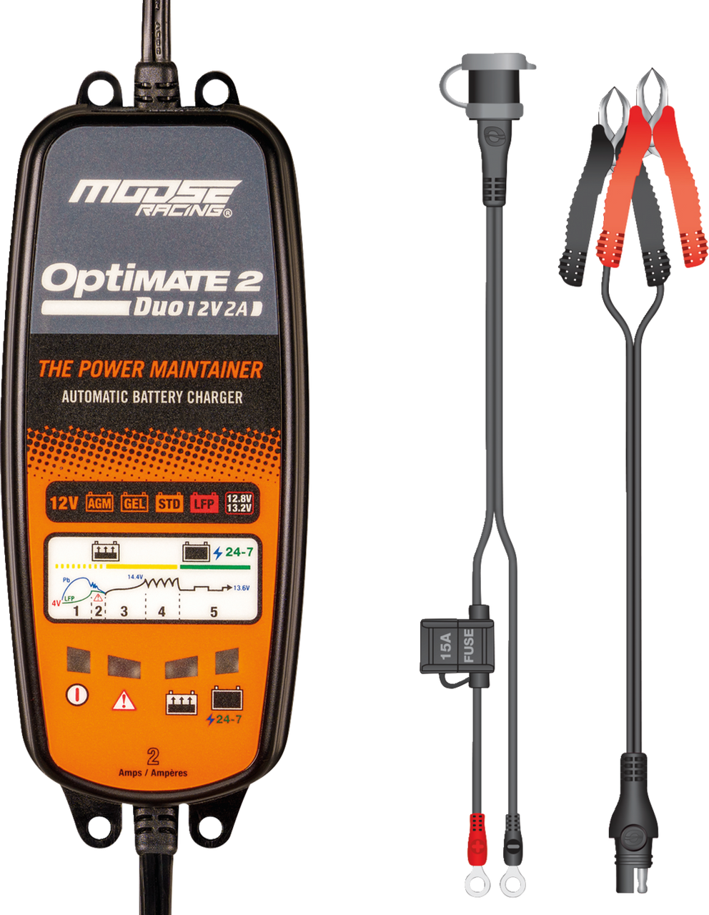 MOOSE OFFROAD Battery Charger/Maintainer - Optimate 2 Duo TM-555