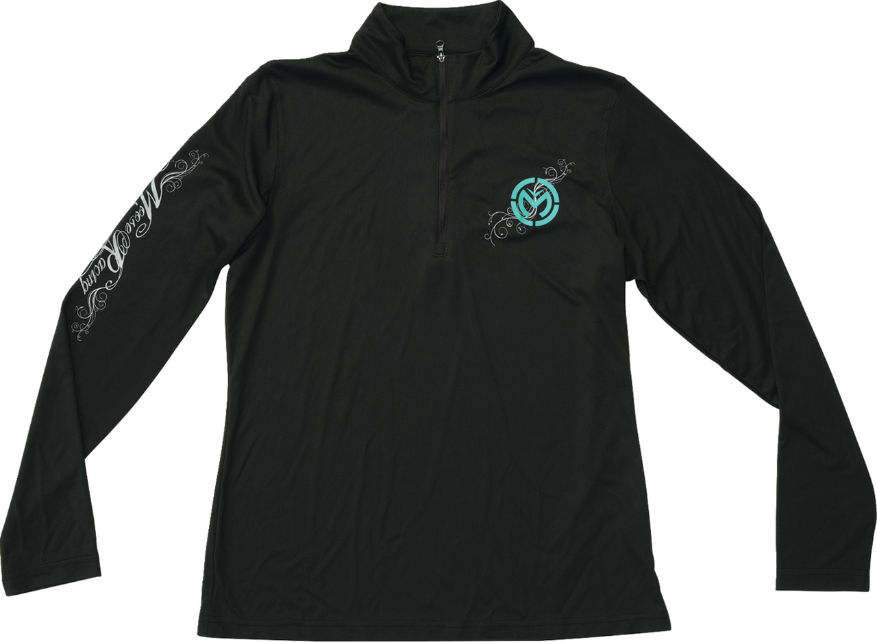 MOOSE OFFROAD Women's Flourish Script Quarter Zip Pullover - Black - XL 3051-1234