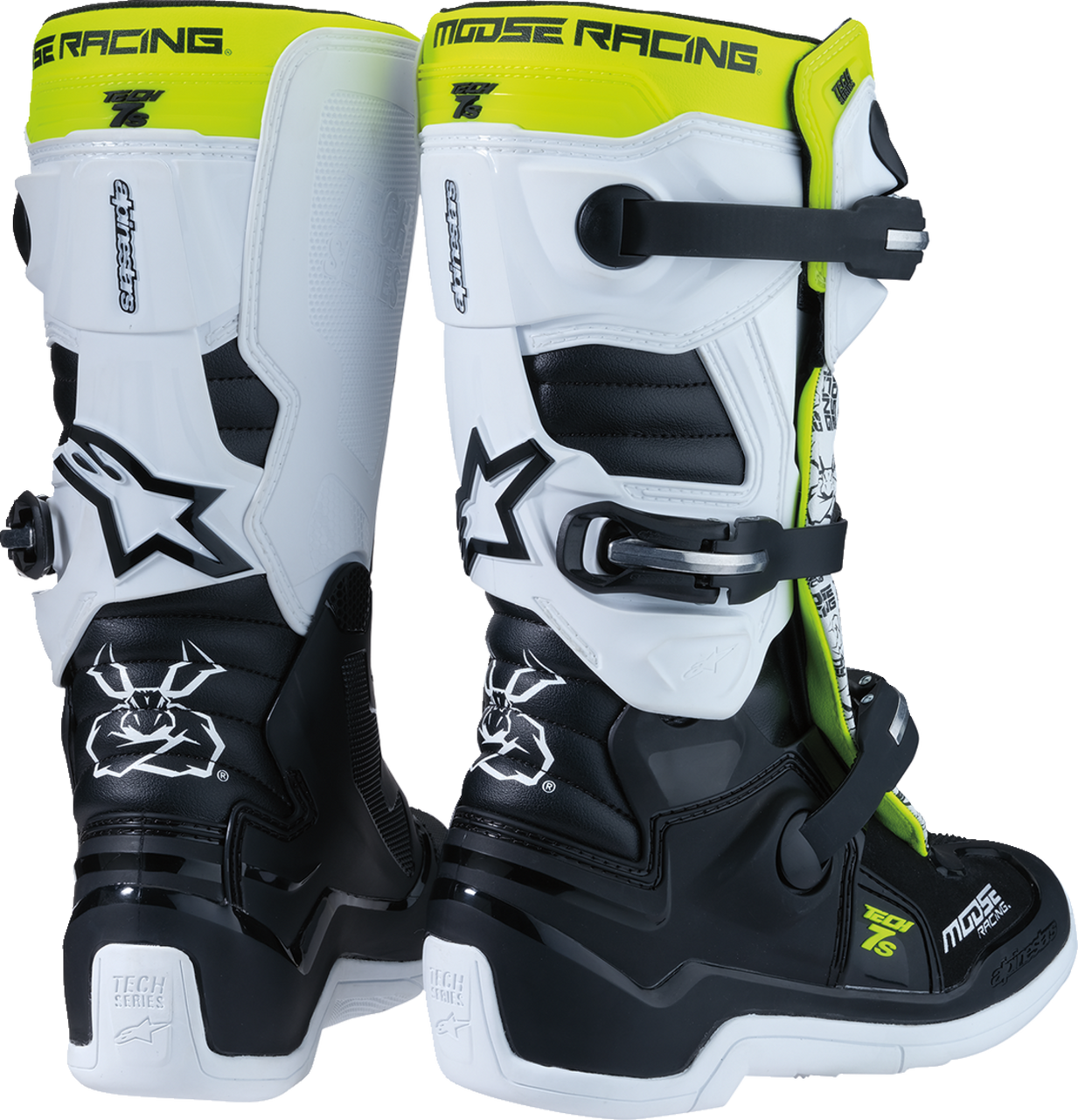 MOOSE OFFROAD Youth Tech 7S Boots - Black/White/Yellow - US 7 0215024-125-7