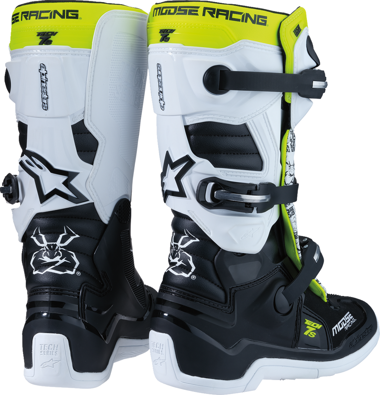 MOOSE OFFROAD Youth Tech 7S Boots - Black/White/Yellow - US 4 0215024-125-4
