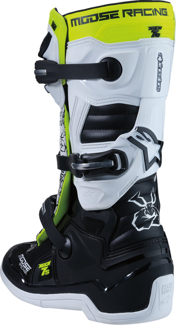 MOOSE OFFROAD Youth Tech 7S Boots - Black/White/Yellow - US 4 0215024-125-4