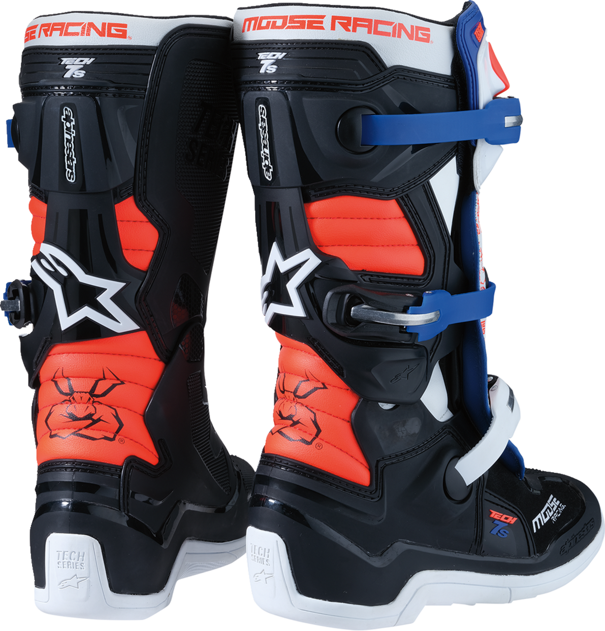 MOOSE OFFROAD Youth Tech 7S Boots - Black/White/Red/Blue - US 3 0215024-1297-3