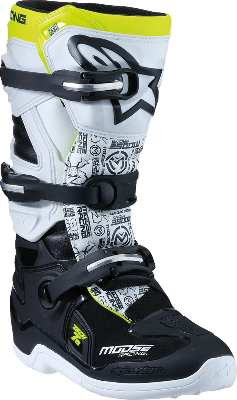 MOOSE OFFROAD Youth Tech 7S Boots - Black/White/Yellow - US 8 0215024-125-8