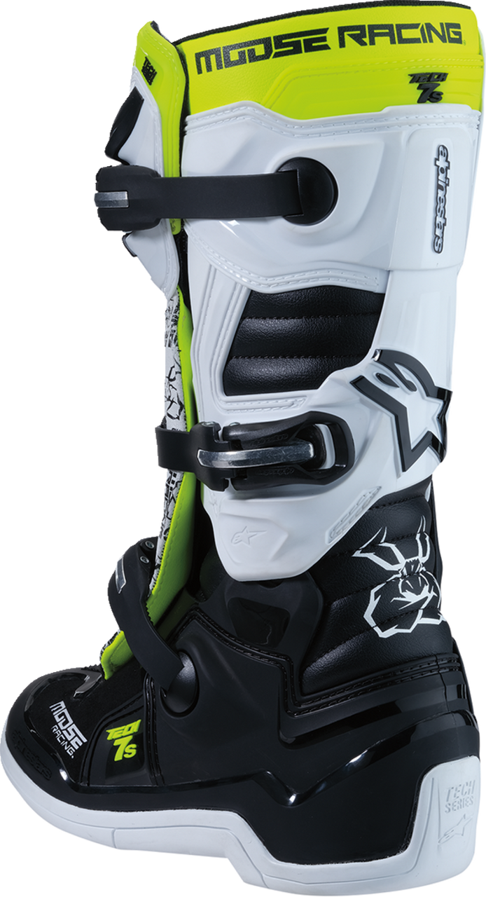 MOOSE OFFROAD Youth Tech 7S Boots - Black/White/Yellow - US 8 0215024-125-8