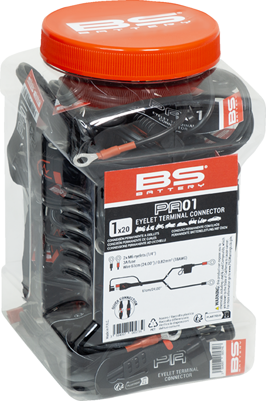 BS BATTERY Eyelet Connector - Battery - Wire Terminal - Black/Red - 20 Pack 700573