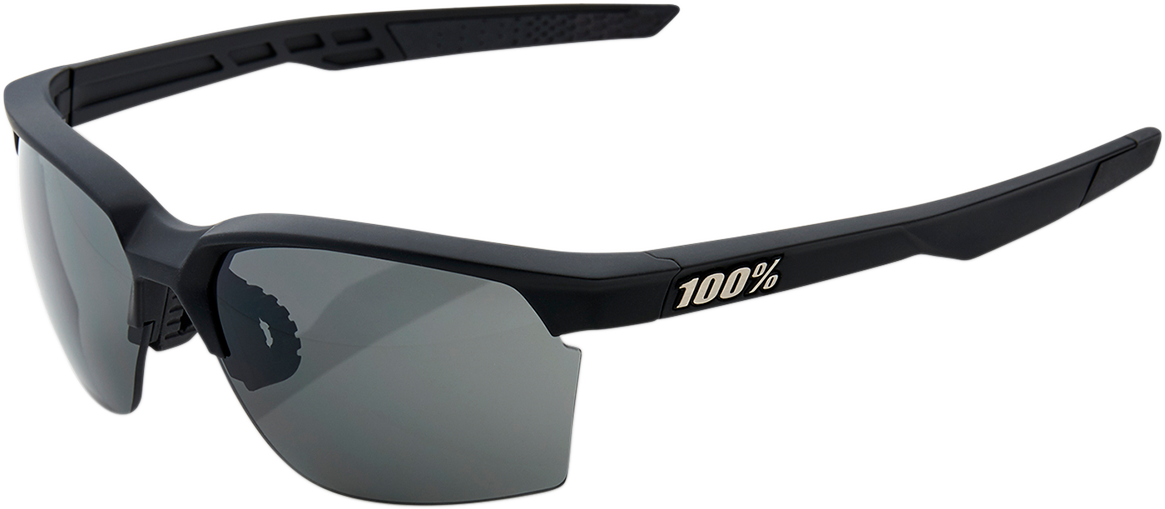 100% Sportcoupe Sunglasses - Soft Tact Black - Smoke Lens 61020-100-57