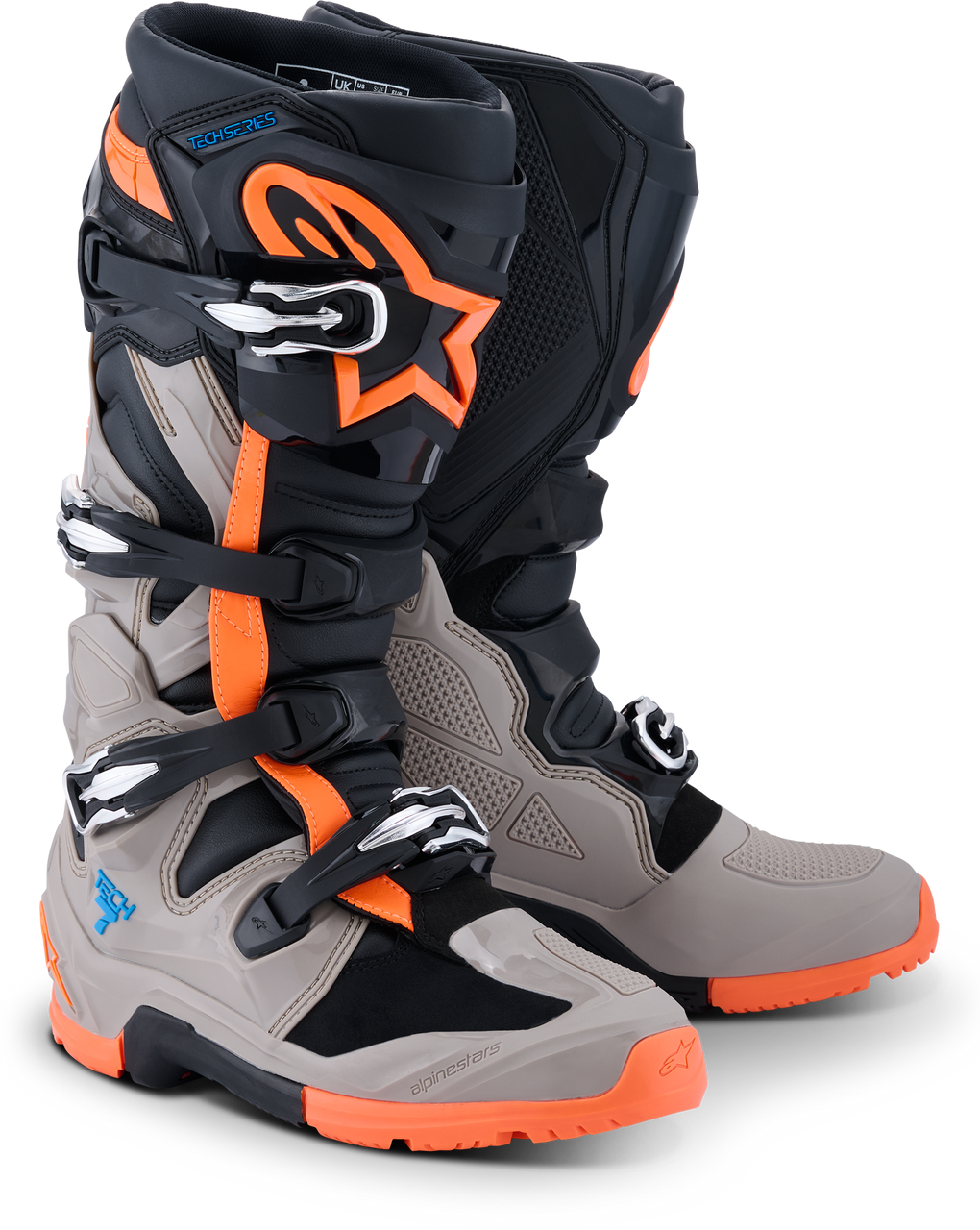 Tech 7 Enduro Blk/Warm Gry/Orange Fluo 12