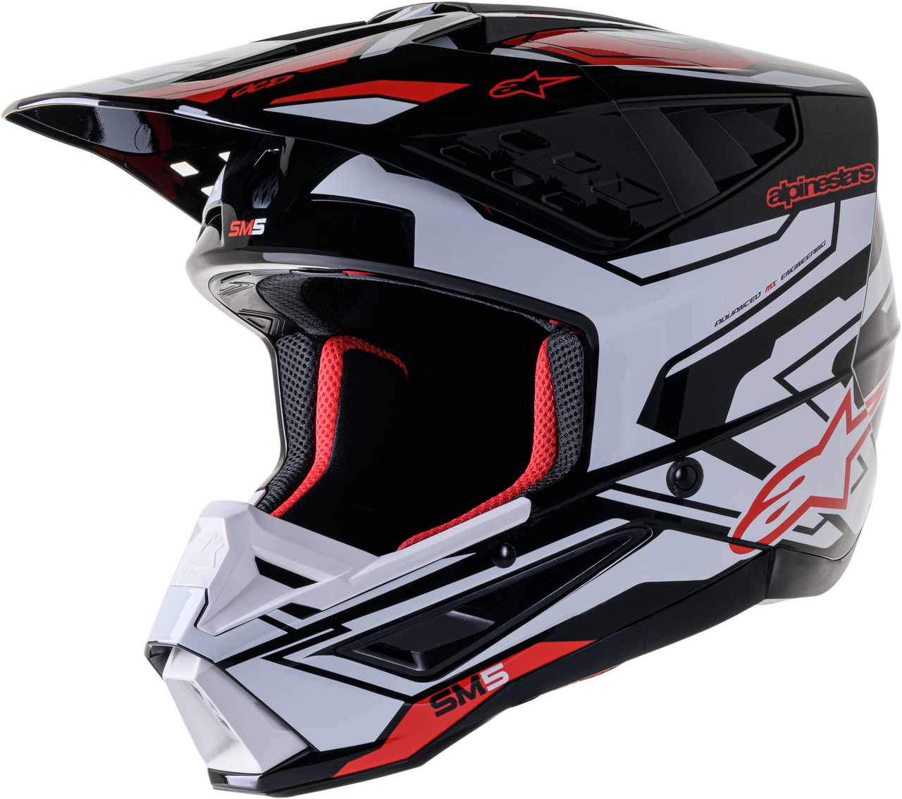 S M5 Action 2 Helmet Blk/Wht/Brt Rd Glossy 2x
