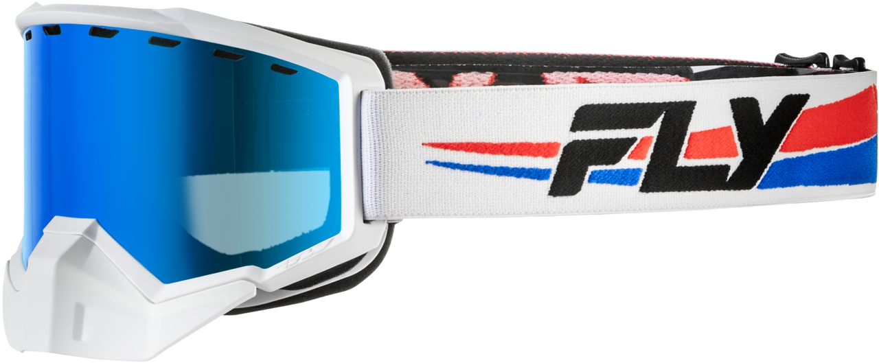 Focus Snow Goggle Whte/Red/Blu W/Dark Blue Mirror/Smoke Lens