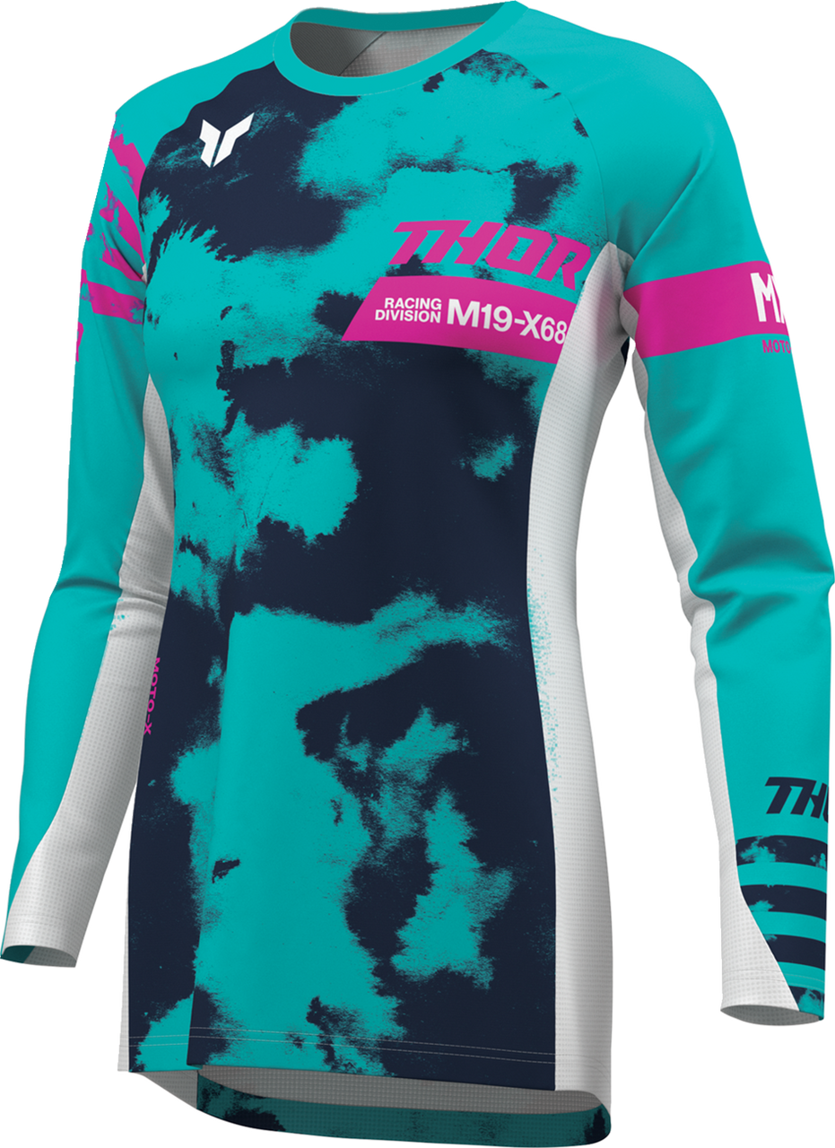 THOR Women's Launchmode Bleach Jersey - White/Aqua - Large 2911-0348