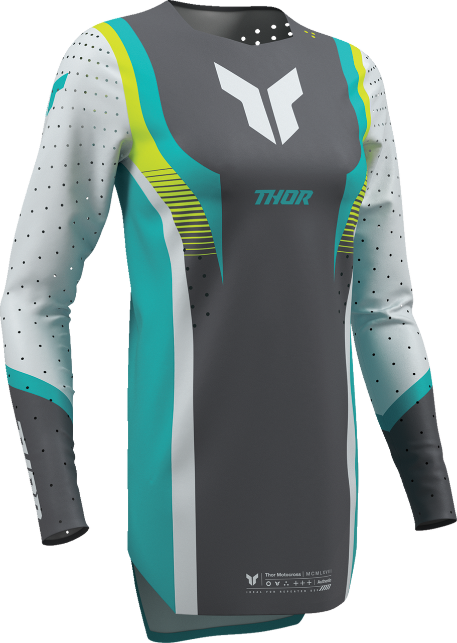 THOR Women's Sportmode Velocity Jersey - Gray/Aqua - Small 2911-0336