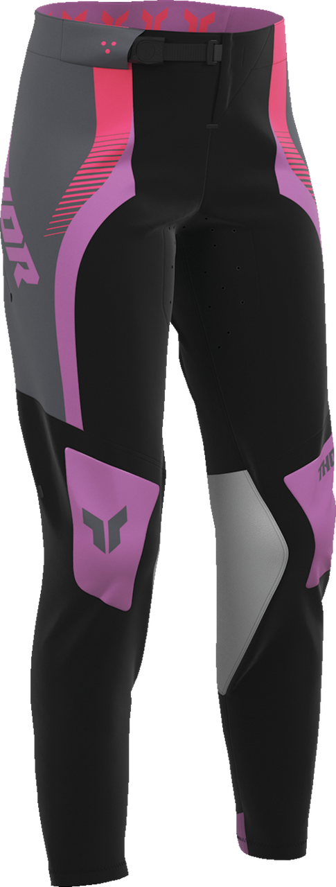 THOR Women's Sportmode Velocity Pants - Black/Orchid - US 9/10 2902-0404