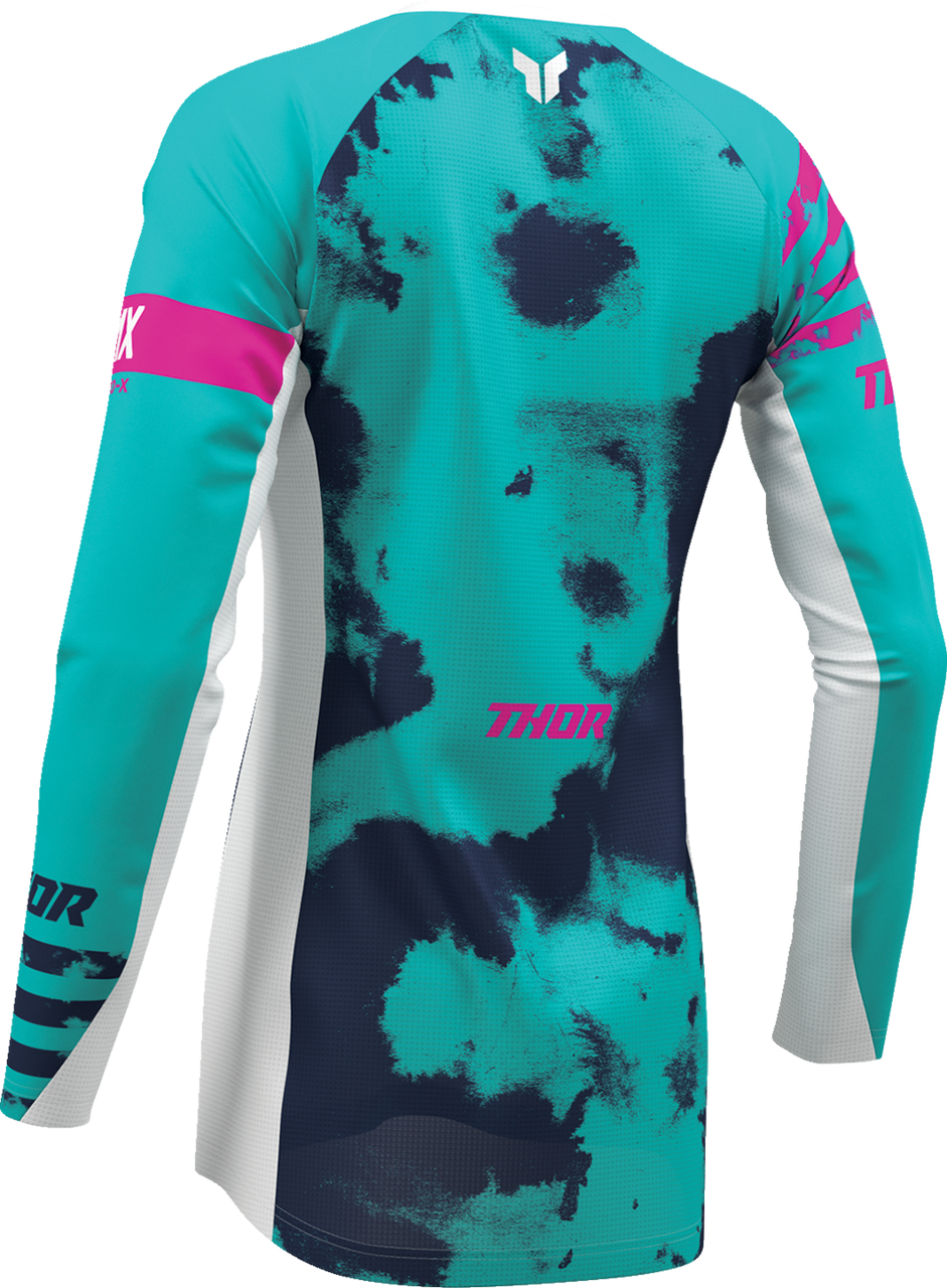 THOR Women's Launchmode Bleach Jersey - White/Aqua - XL 2911-0349