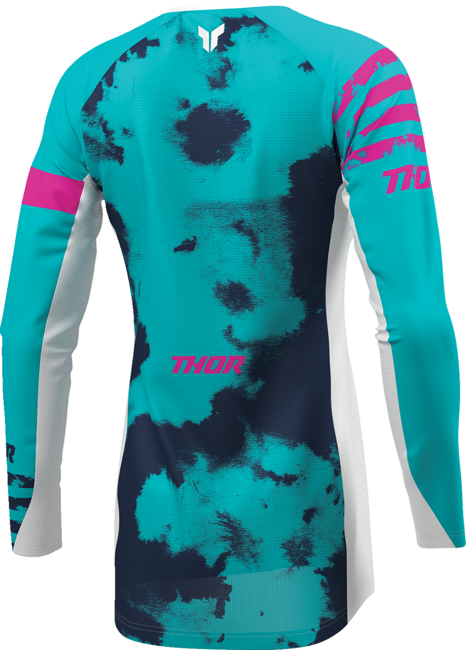 THOR Women's Launchmode Bleach Jersey - White/Aqua - XL 2911-0349