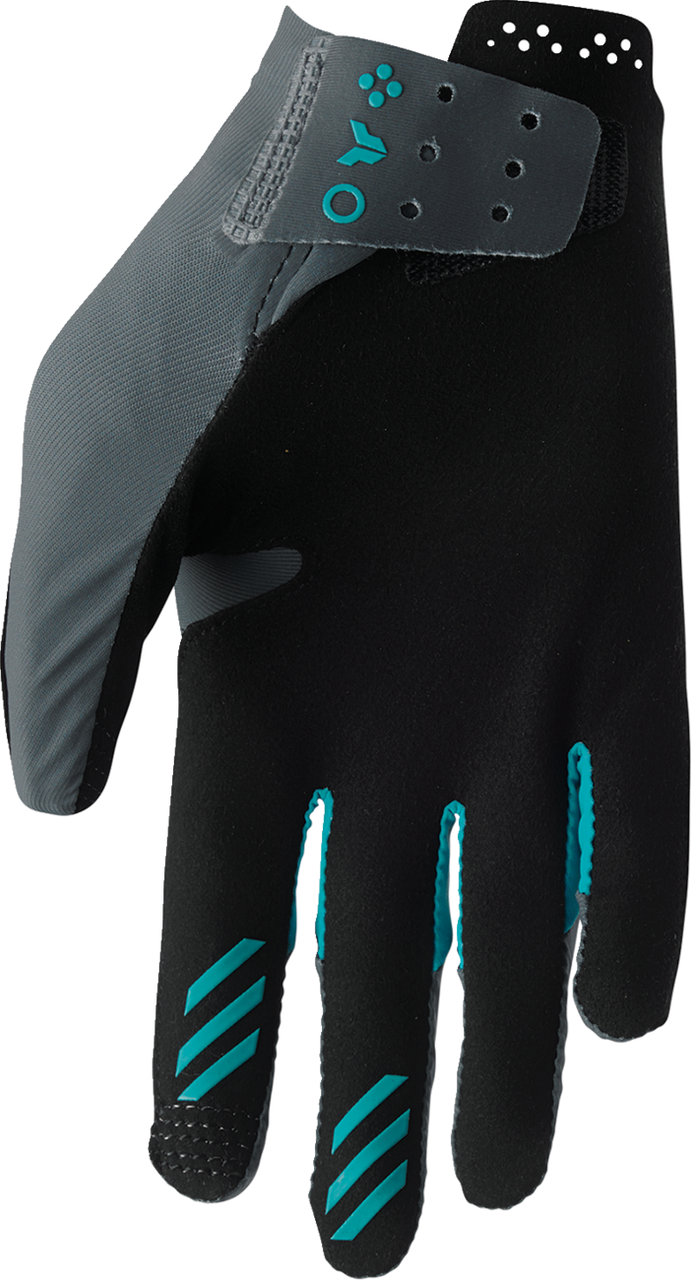 THOR Women's Sportmode Iconic Gloves - Gray/Aqua - Large 3331-0282