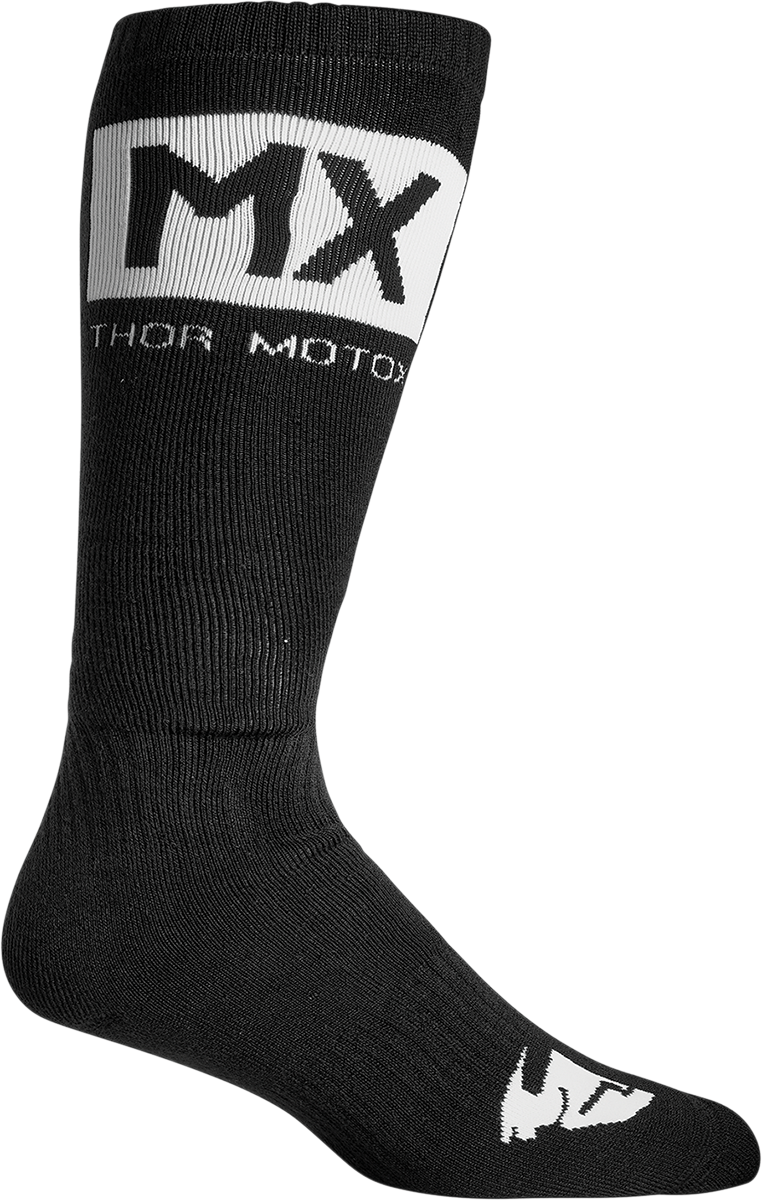 THOR Youth MX Solid Socks - Black/White - Size 1-6 3431-0662