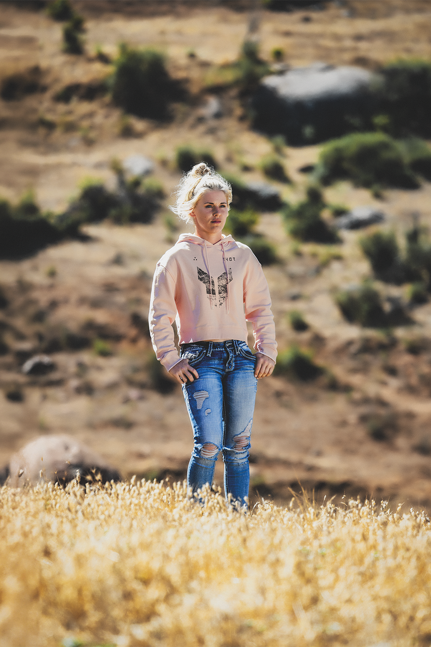 THOR Women's Iconic Pullover Crop Hoodie - Pink - Large 3051-1251