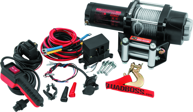 QuadBoss Winch Kit - 39ft x 7/32in Cable - 3.5hp - Roller Fairlead - Wired Remote - 3500lb