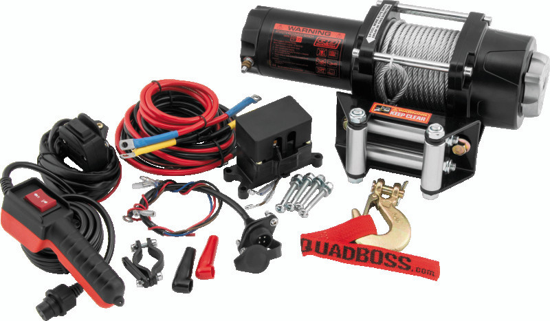 QuadBoss Winch Kit - 39ft x 7/32in Cable - 3.5hp - Roller Fairlead - Wired Remote - 3500lb