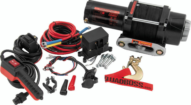 QuadBoss Winch Kit - 39ft x 7/32in Synthetic Rope - 3.5hp - Hawse Fairlead - Wired Remote - 3500lb