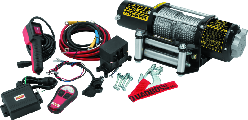 QuadBoss Winch Kit - 50ft Cable - 3.8hp - Roller Fairlead - Wireless Remote - 5000lb
