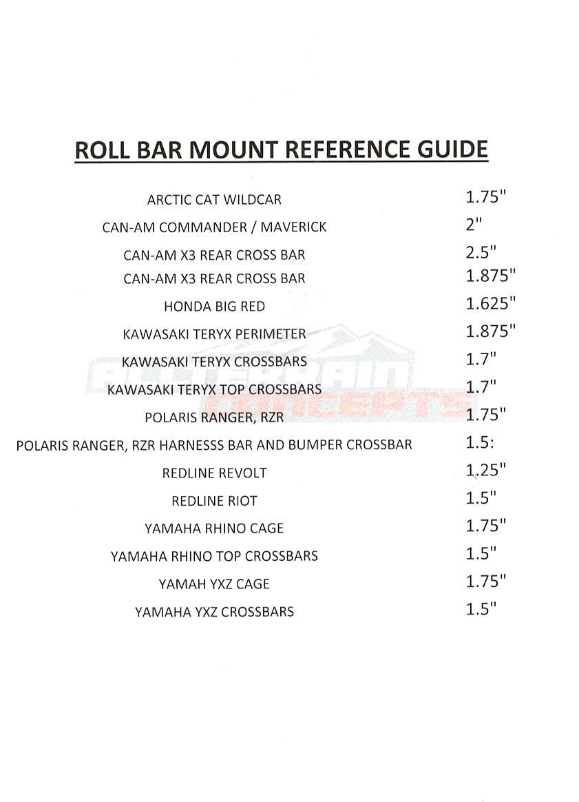 Universal UTV Bracket: Polaris, Razor, Rhino, Yamaha