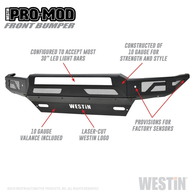 Westin 16-19 Chevy/GMC Silverado/Sierra 1500 Pro-Mod Front Bumper - Textured Black