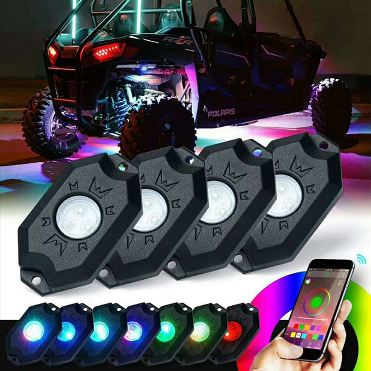 BRITE-LITES LED Rock Light Kit - RGB and Bluetooth BL-RGBROCK4