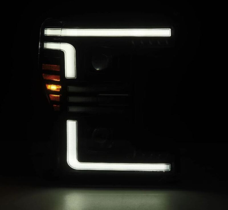 AlphaRex 17-19 Ford F-250/350/450/550  Super Duty PRO-Series Proj Headlights Black w/SeqSig & DRL