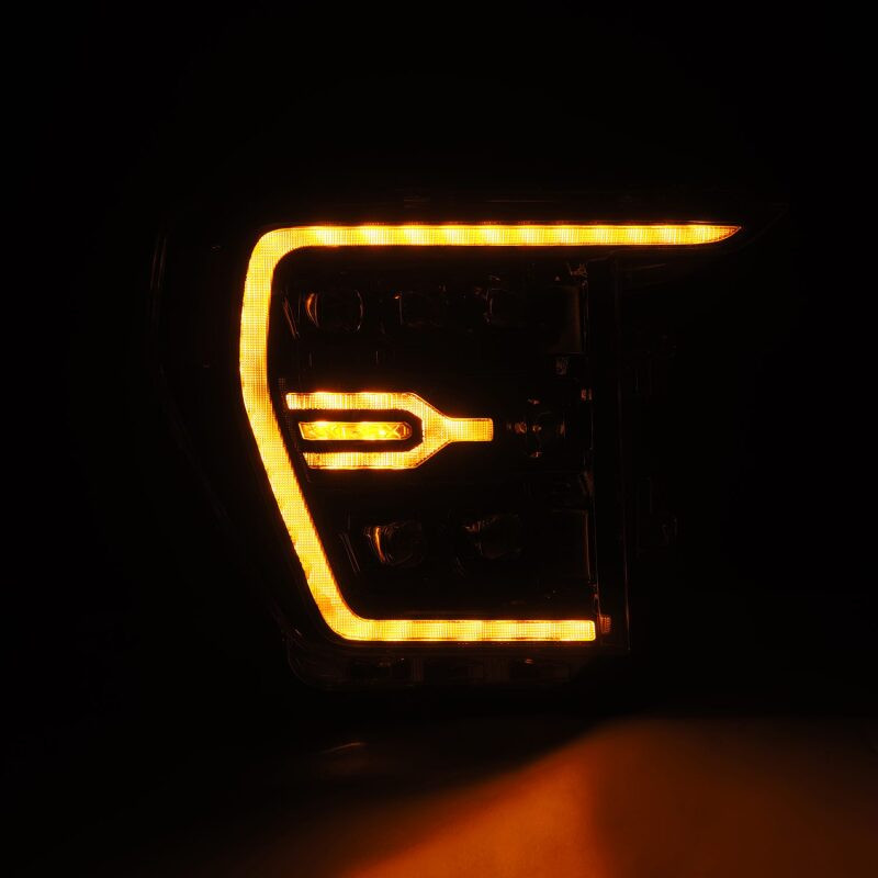 AlphaRex 21-22 Ford F-150 NOVA LED Proj Headlights Plank Style Alpha Blk w/Activ Light/Seq Signal