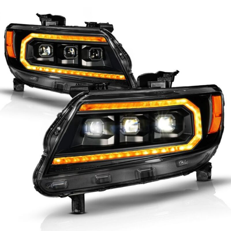 ANZO 15-22 Chevy Colorado Full LED Headlights w/ Initiation (Amber DRL) - Black