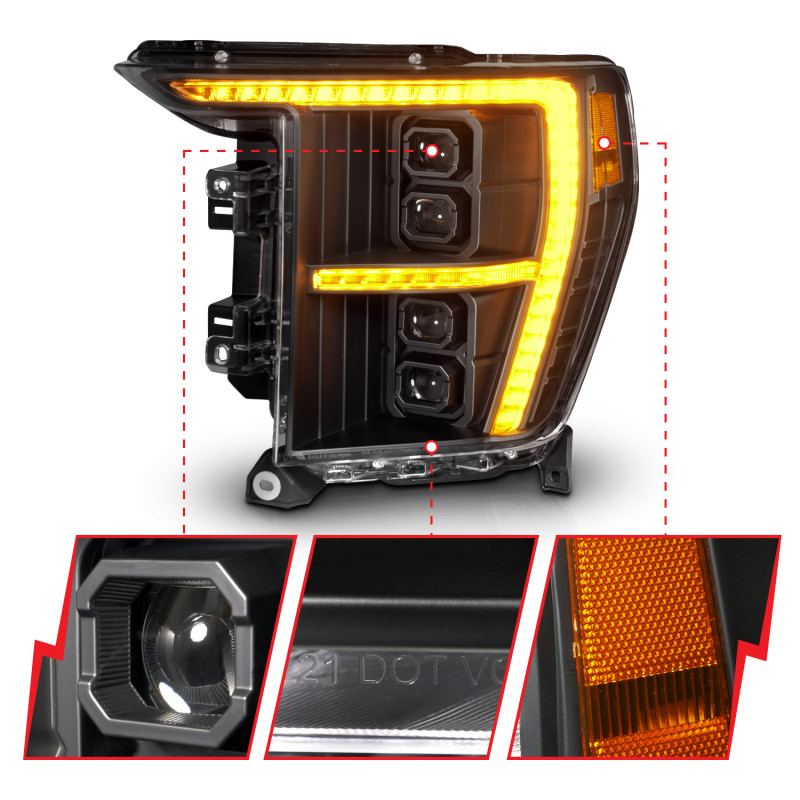 ANZO 21-23 Ford F-150 (w/Factory Halogen) Z-Series Full LED Proj Headlights - Pass. Side ONLY