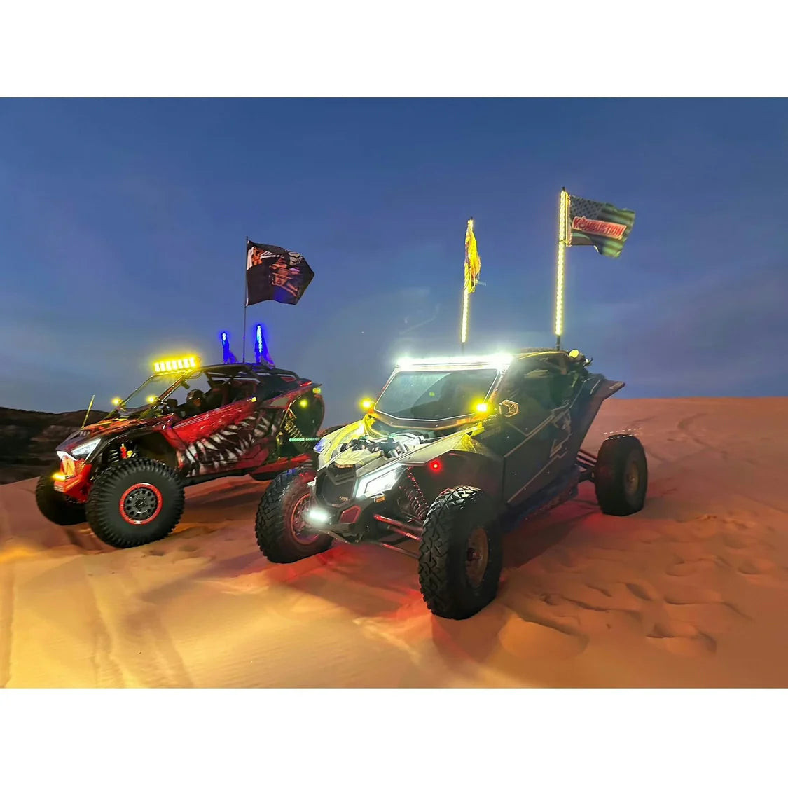 Install UTV 8-Pod Rock Light & 4FT LED Kool Whips