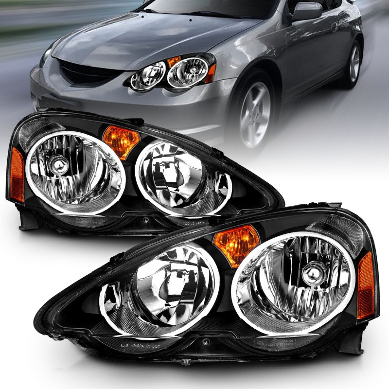 ANZO 2002-2004 Acura RSX Crystal Headlights Black