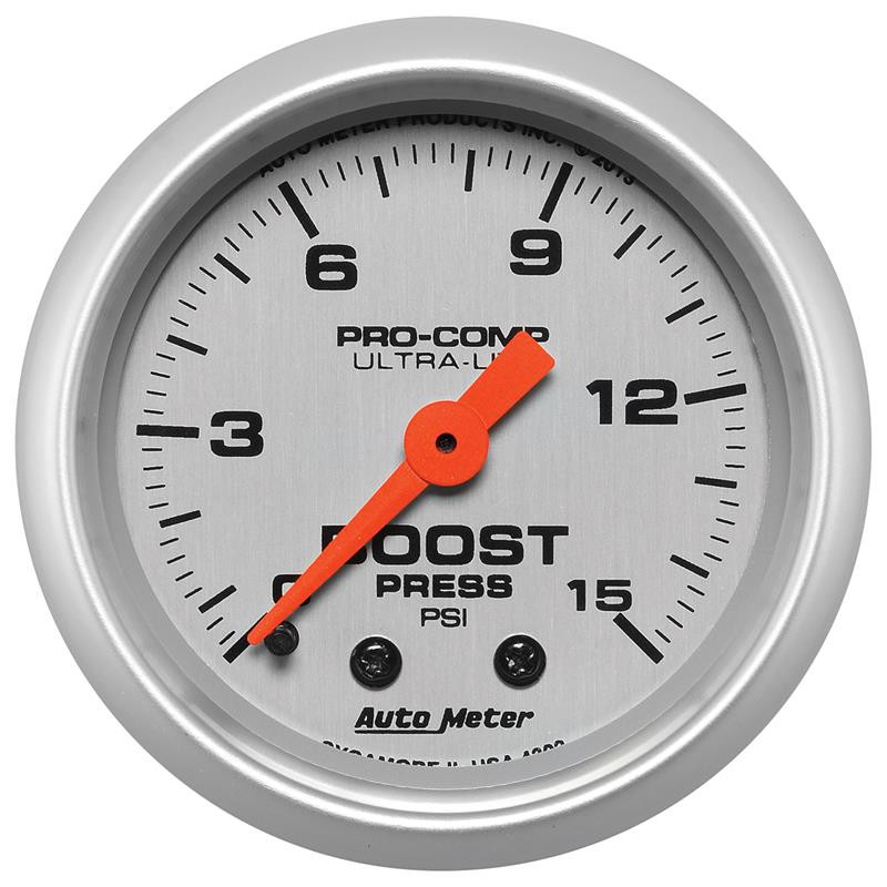 Autometer Ultra-Lite 52mm 0-15 PSI Mechanical Boost Gauge