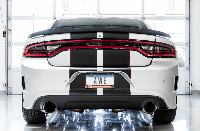 AWE Tuning 2015+ Dodge Charger 6.4L/6.2L Non-Resonated Touring Edition Exhaust - Diamond Blk Tips