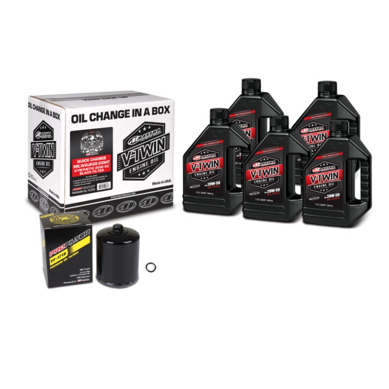 Maxima V-Twin Quick Change Kit Synthetic w/Black Filter Milwaukee-Eight