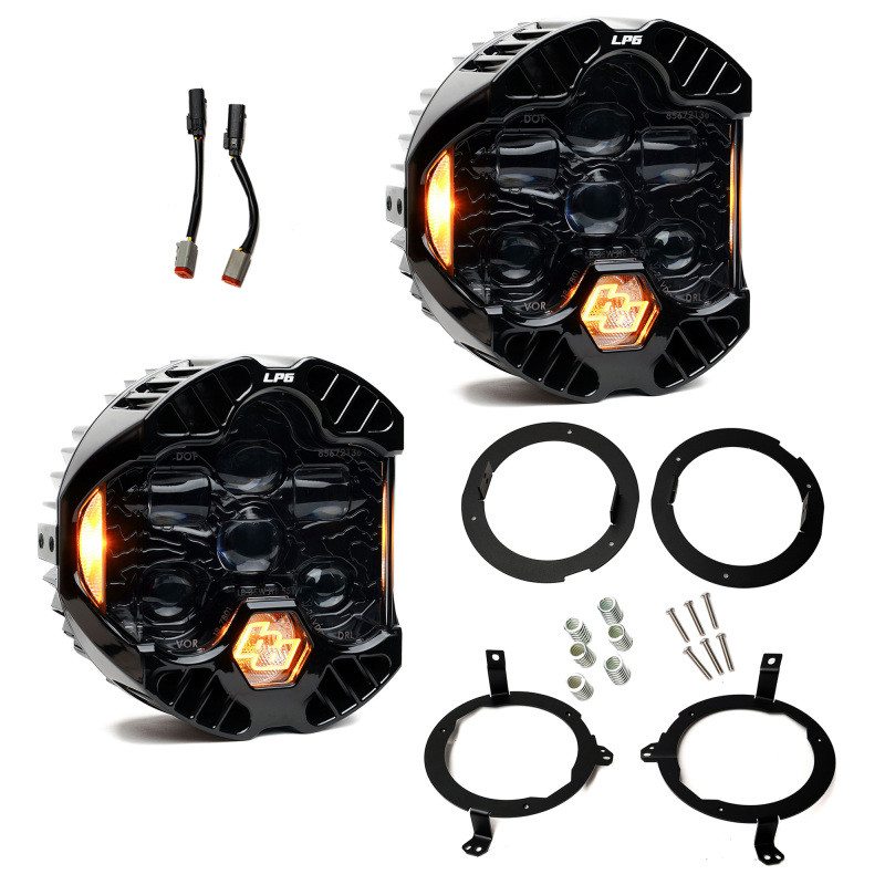 Baja Designs 18-25 Jeep Wrangler JL / 20-25 Gladiator JT DOT LP6 LED Headlight Kit - Amber