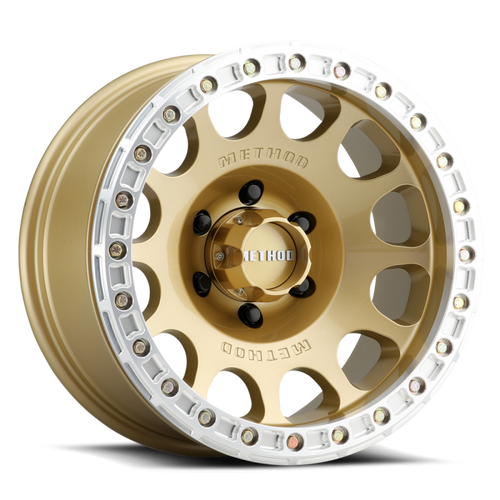 Method MR105 V3 Beadlock 17x9 -38mm Offset 5x5 71.5mm CB Gold Wheel w/ BH-H24125