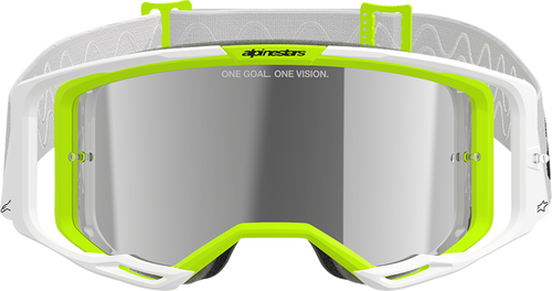 ALPINESTARS GOGGLES Vision 8 Goggle - Wordmark - White/Yellow Fluo - Silver Mirror Lens 5101325-2501
