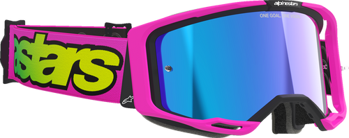 ALPINESTARS GOGGLES Vision 8 Goggle - Vista - Pink Fluo/Yellow Fluo - Blue Mirror Lens 5100426-3159