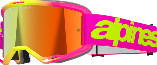 ALPINESTARS GOGGLES Vision 5 Goggle - Wordmark - Pink/Yellow Fluo - Red Mirror Lens 5102425-3085