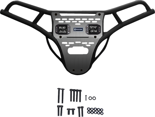 RAVEK Front Bumper/Skid Plate with White Lights - Black - RZR XP 1000 64-317BKL