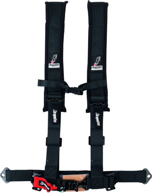 DragonFire Racing Harness- H-Style- 4-Point- 2in Buckle- Black