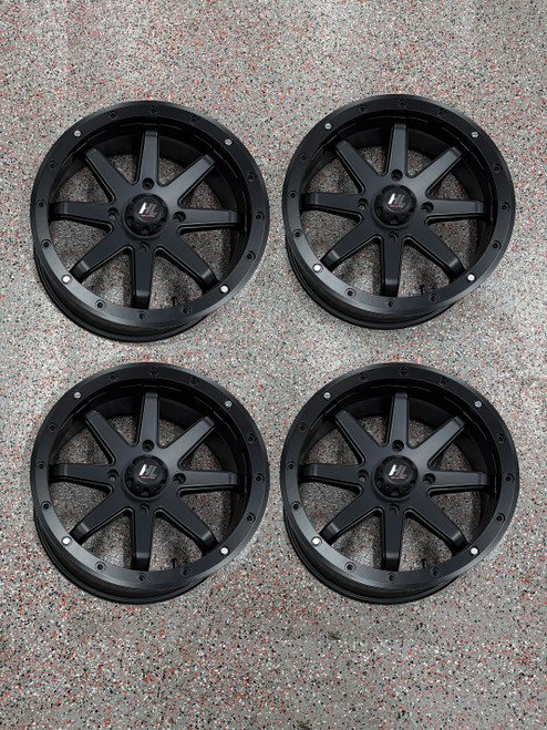 SET of 4 - HL9 Beadlock Wheels (Matte Black) 4x137 18x7 (45mm)(GARAGE SALE)