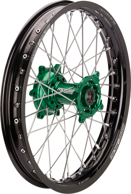 MOOSE OFFROAD Wheel Assembly - SX-1 - Complete - Rear - Black Wheel/Green Hub - 19x2.15 - Kawasaki KX KR-21519-BKGN
