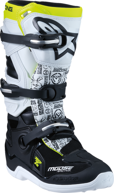 MOOSE OFFROAD Youth Tech 7S Boots - Black/White/Yellow - US 6 0215024-125-6
