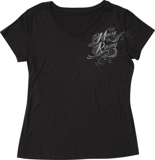 MOOSE OFFROAD Women's Flourish Script T-Shirt - Black - Small 3031-4284